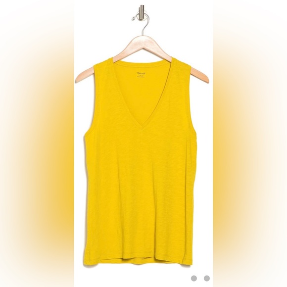 MADEWELL V-Neck Cotton Tank in Gilded Chartreuse. Size Medium. NWT. - Picture 2 of 9